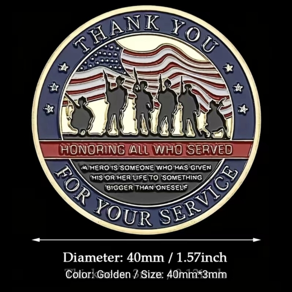 VETERAN'S Thank You for Your Service United States Souvenir Coin Gold Plat… - Picture 3 of 11